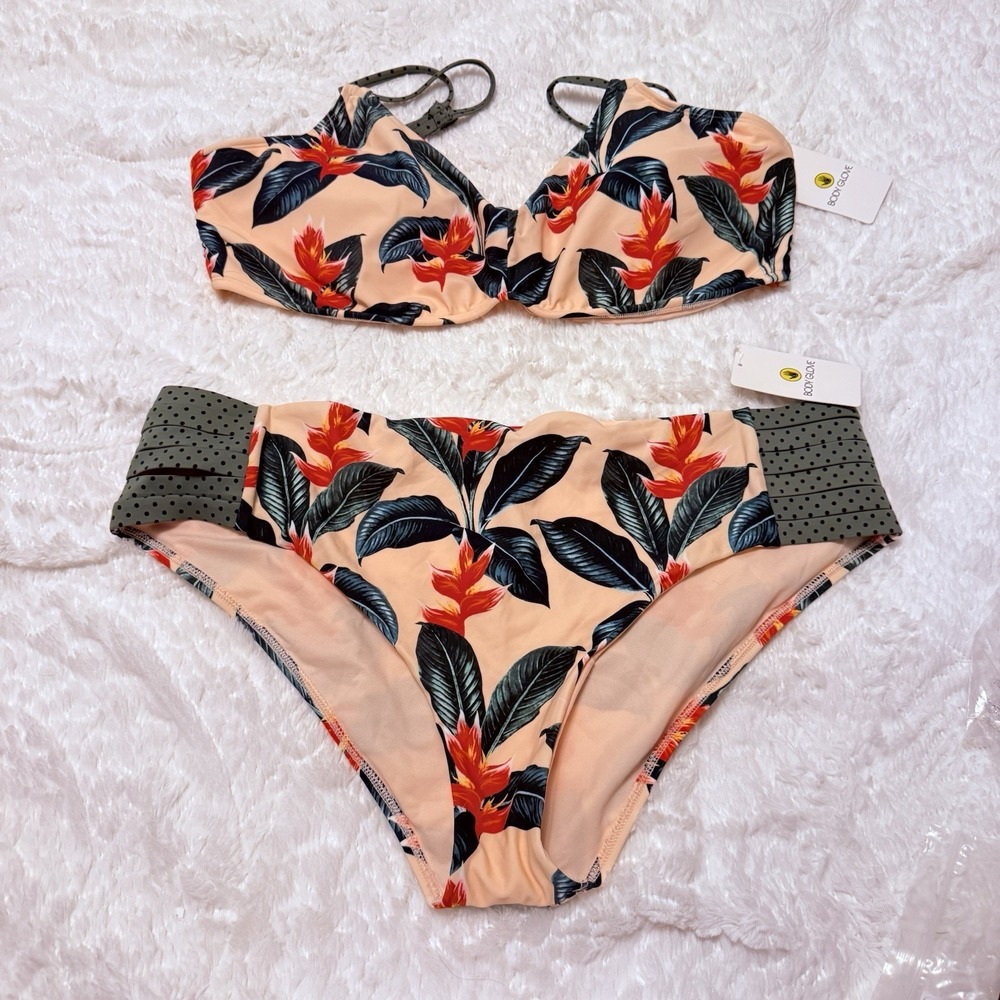 Body Glove Swimsuit Size 3X Floral Peach Two Piece Bikini Set New With Tag - Picture 8 of 9